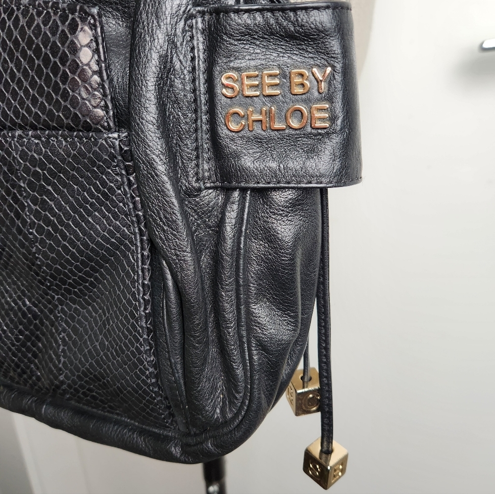 Chloe Snakeskin Leather Bucket Purse - Picture 7 of 15